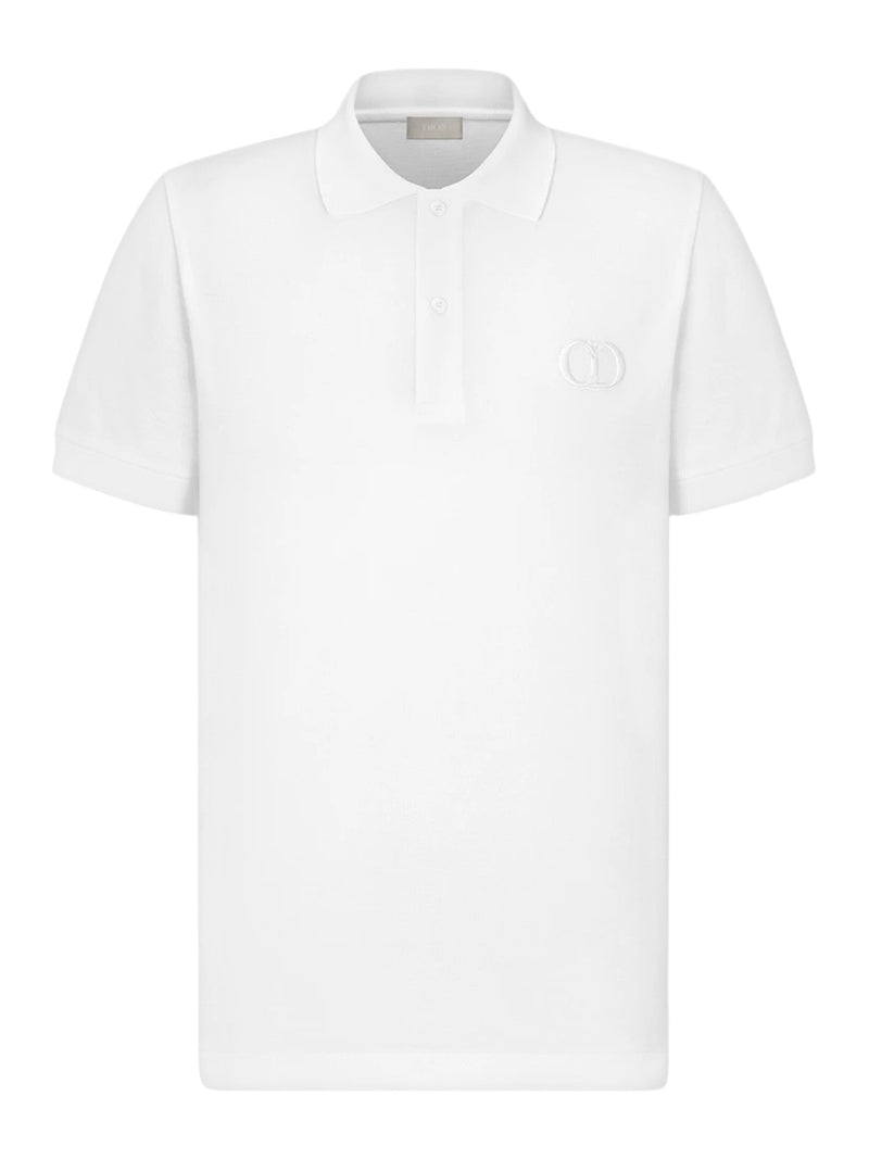 CD ICON POLO SHIRT IN WHITE COTTON PIQUÉ