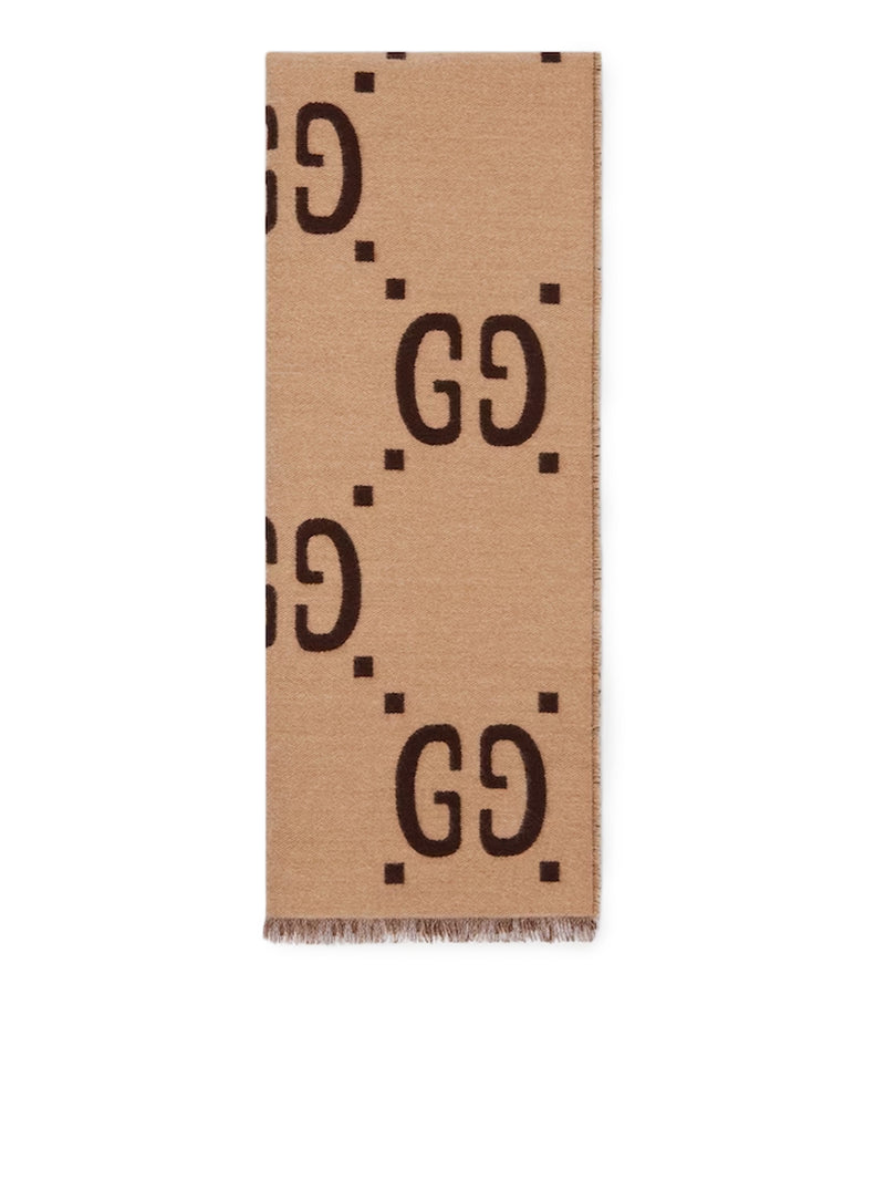 WOOL AND SILK SCARF WITH GG JACQUARD PATTERN