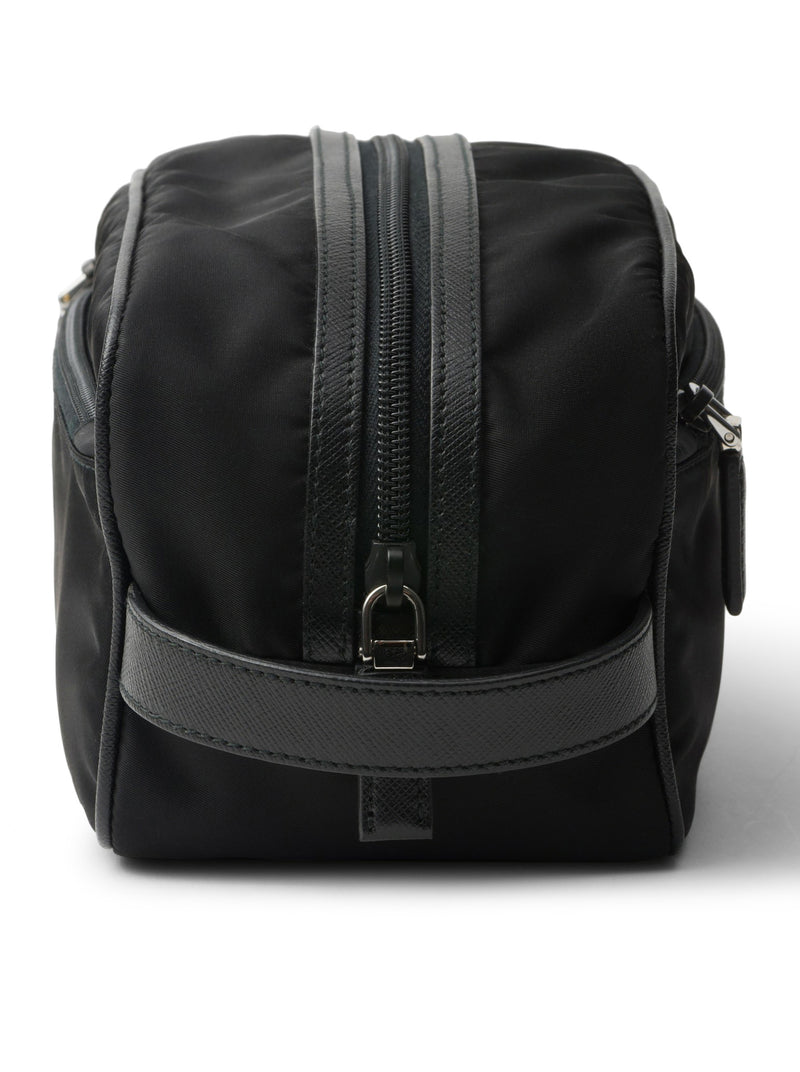 TRAVEL POUCH IN RE-NYLON AND SAFFIANO