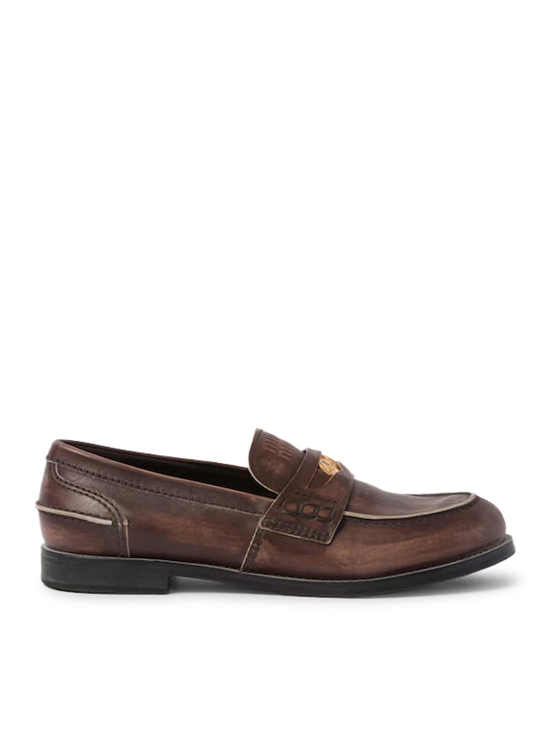 VINTAGE EFFECT LEATHER LOAFERS