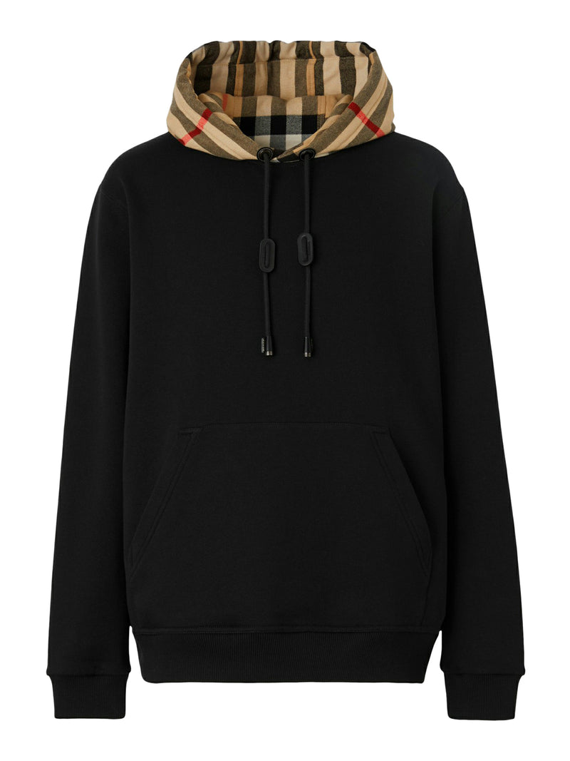 CHECK HOODED COTTON SWEATSHIRT