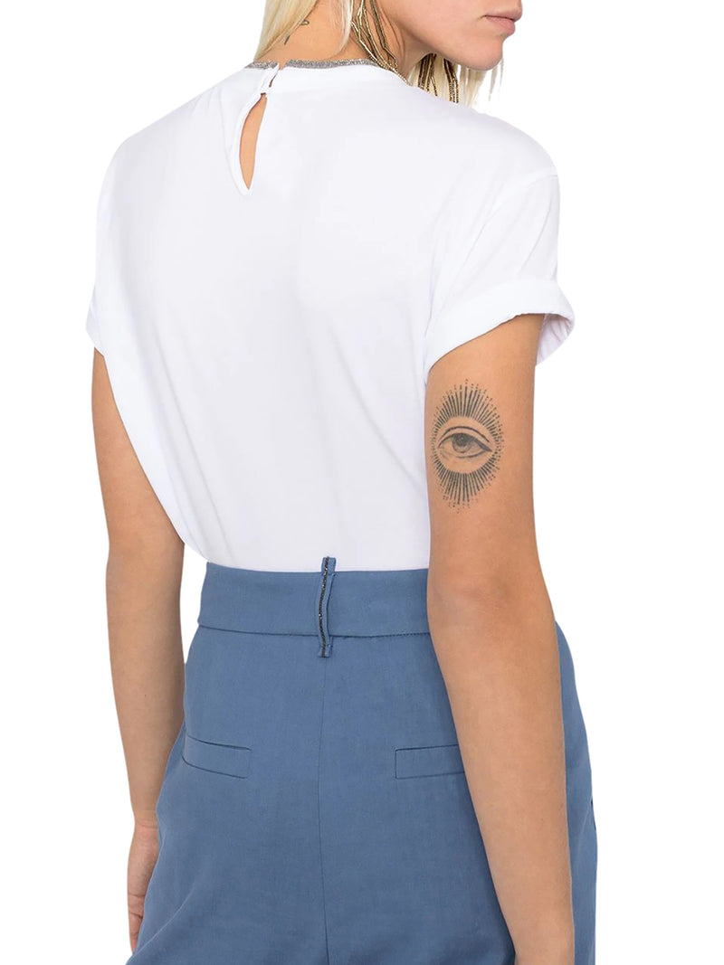 JERSEY T-SHIRT WITH PRECIOUS FAUX LAYERING