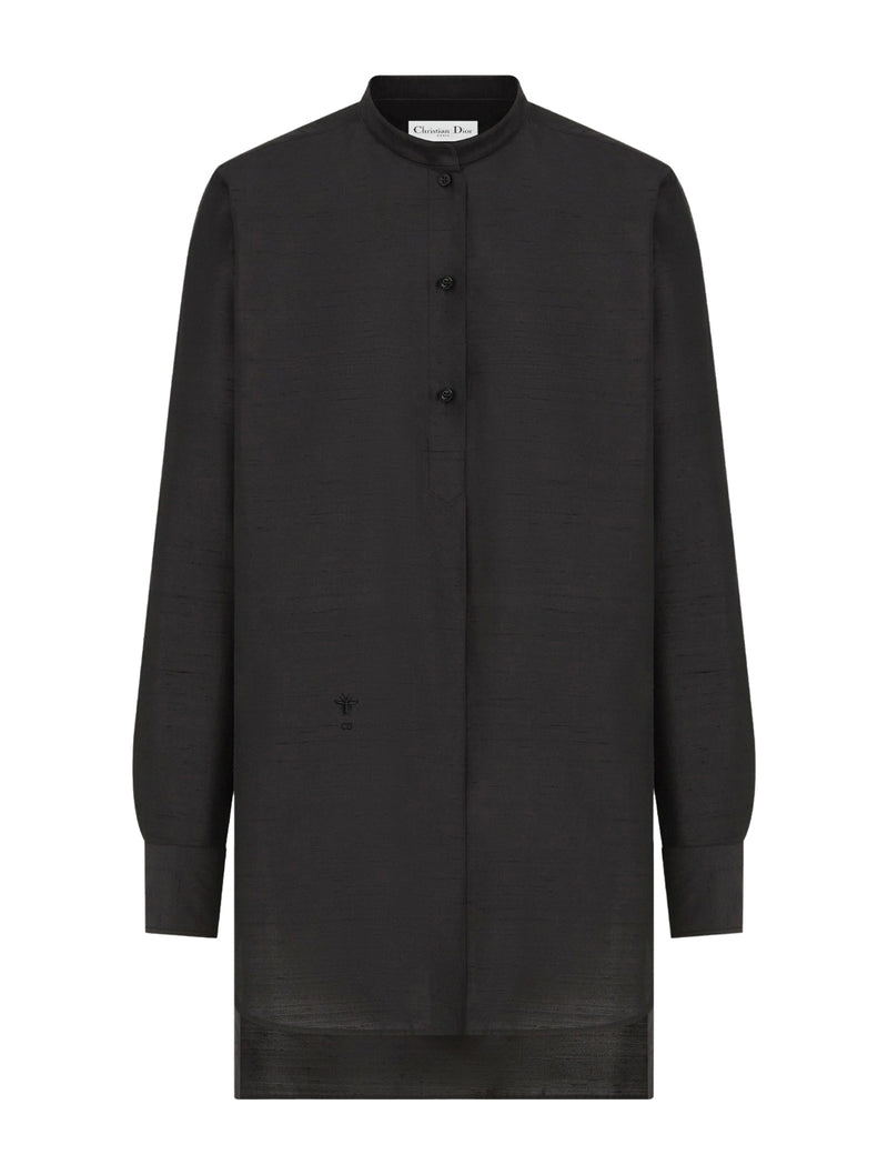 BLOUSE Black lightweight shantung silk