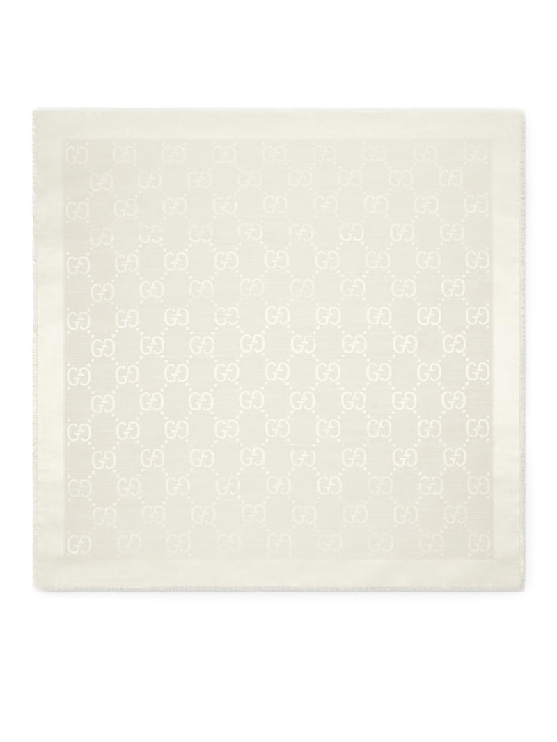 JACQUARD WOOL AND SILK SHAWL WITH GG PATTERN