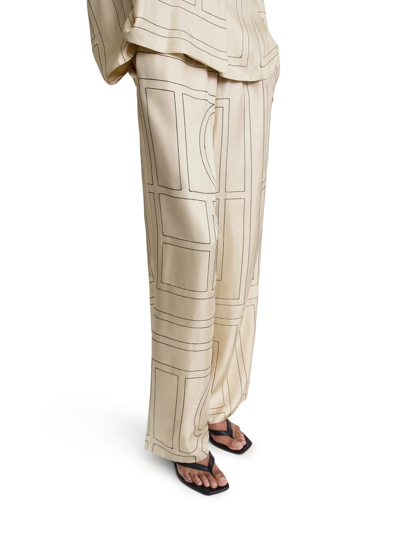 SILK TROUSERS WITH MONOGRAM