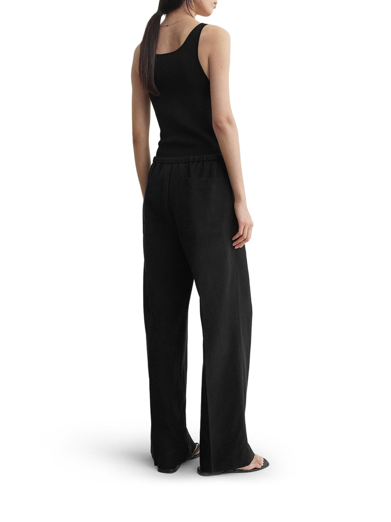 WIDE-LEG LINEN BLEND TROUSERS