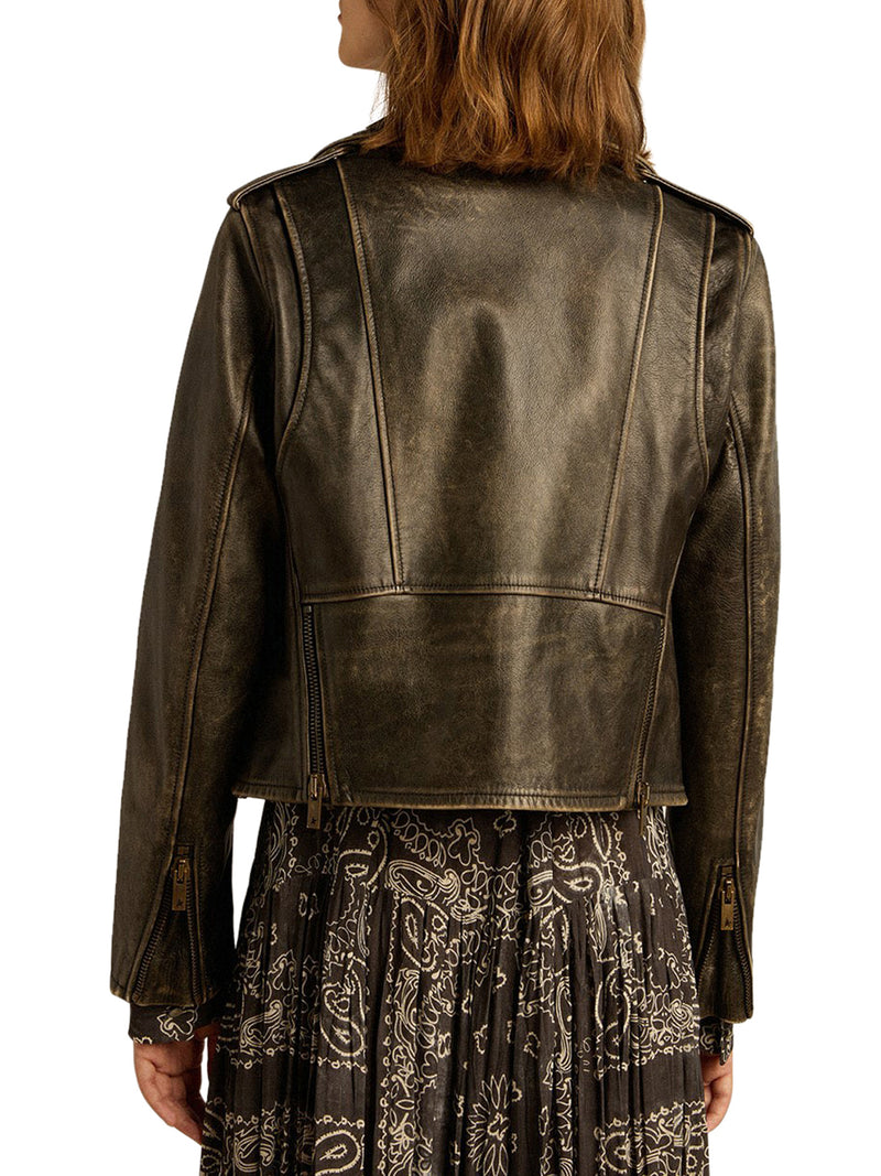 BIKER JACKET WITH A LIVED EFFECT