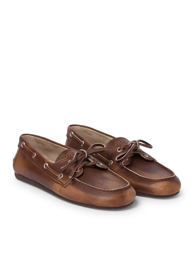 UNLINED BOAT LOAFERS IN DECOLORED LEATHER