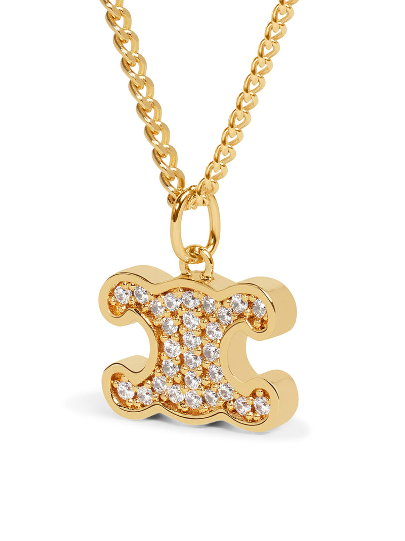 TRIOMPHE NECKLACE WITH GOLD FINISH BRASS RHINESTONE AND CRYSTALS