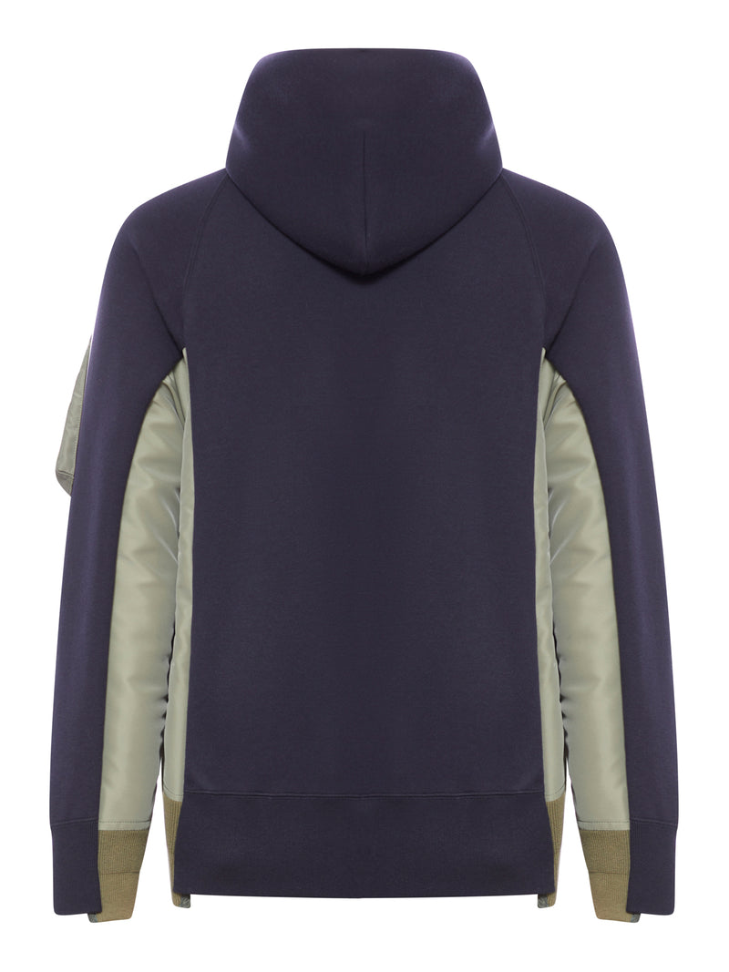 SPONGE SWEAT X NYLON TWILL HOODIE