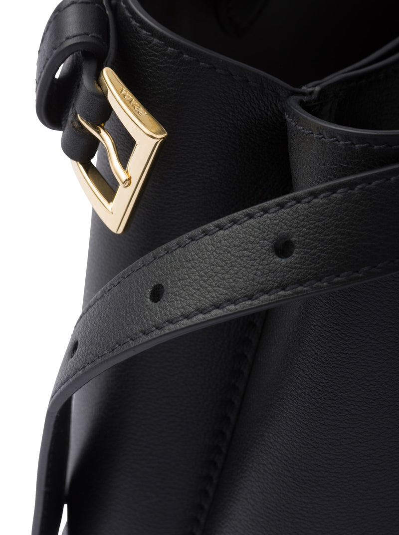 PRADA BUCKLE SMALL LEATHER BAG WITH DOUBLE BELT