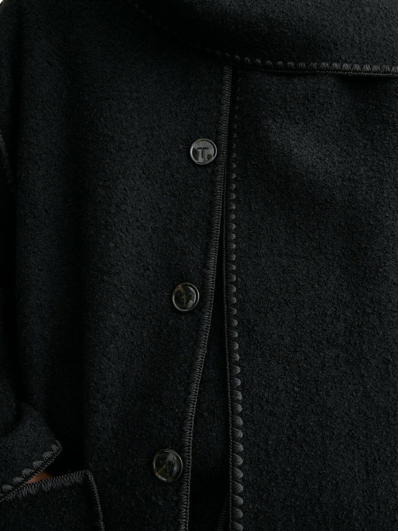 WOOL JACKET WITH SCARF AND EMBROIDERY