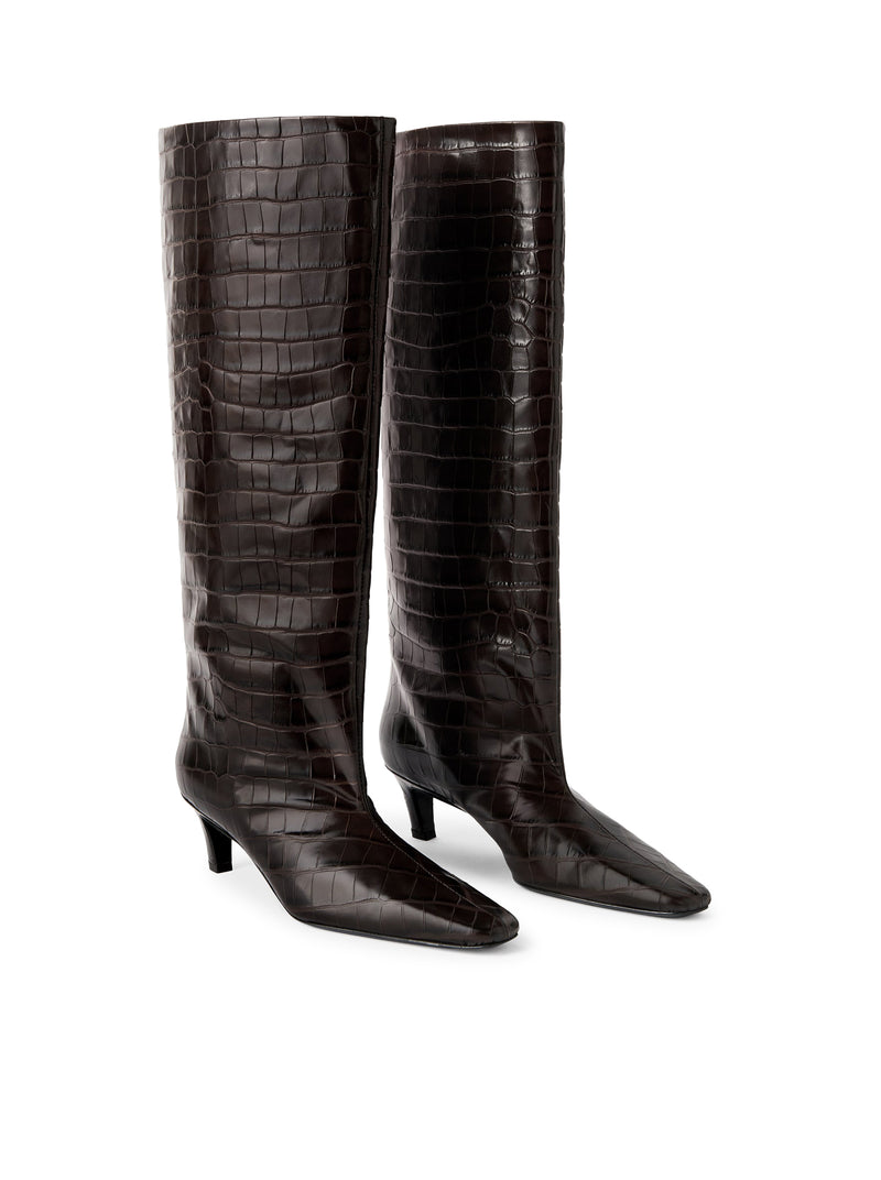 COCONUT EMBOSSED WIDE-LEG BOOTS
