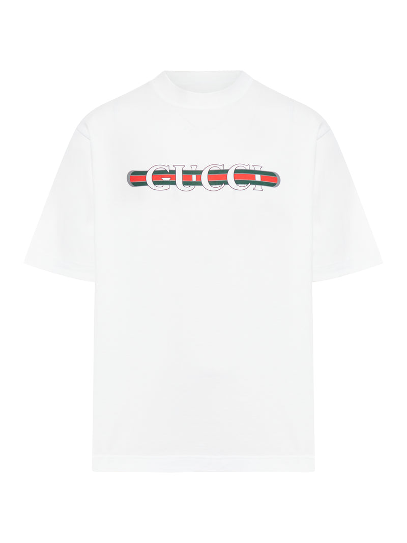 COTTON JERSEY T-SHIRT WITH GUCCI PRINT