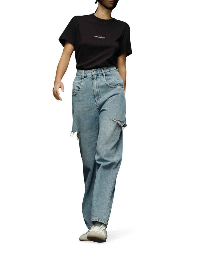 DENIM JEANS WITH SIDE RIPS