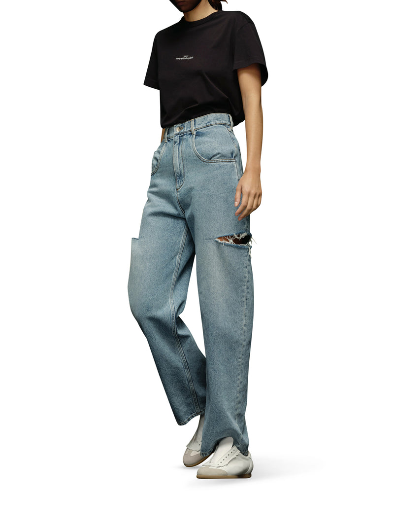 DENIM JEANS WITH SIDE RIPS