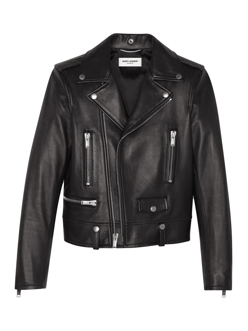 BLACK LEATHER MOTORCYCLE JACKET
