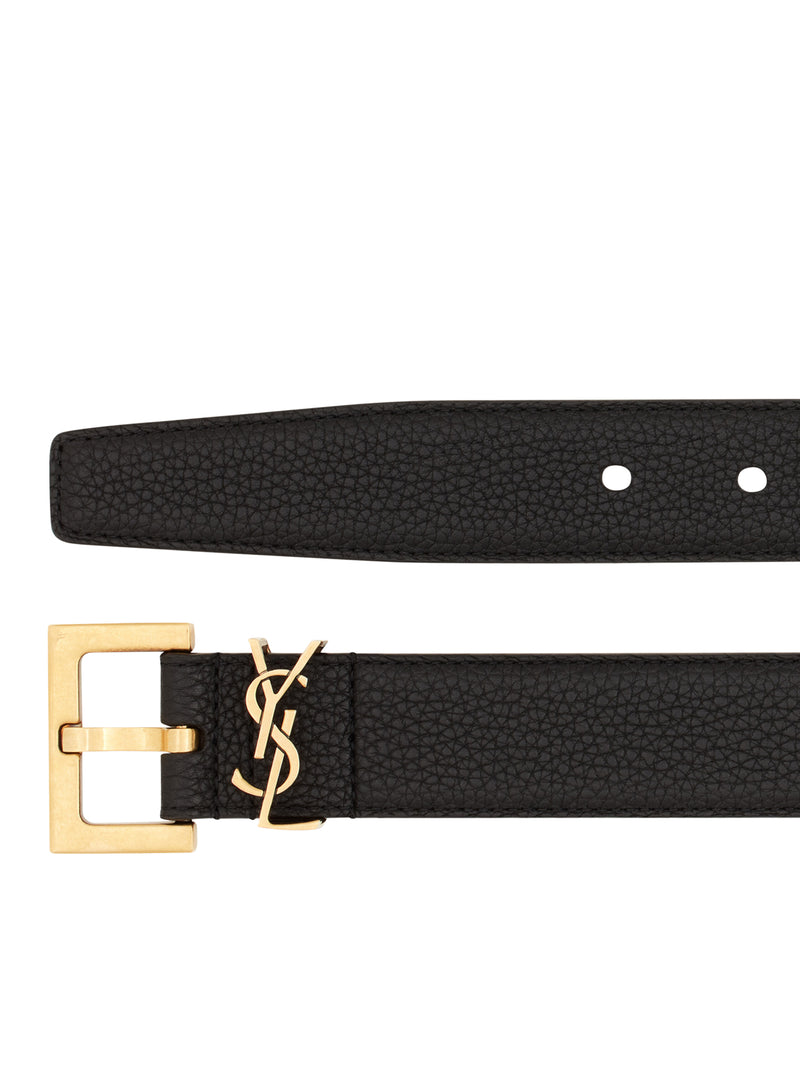 CASSANDRE BELT WITH SQUARE BUCKLE IN HAMMERED LEATHER