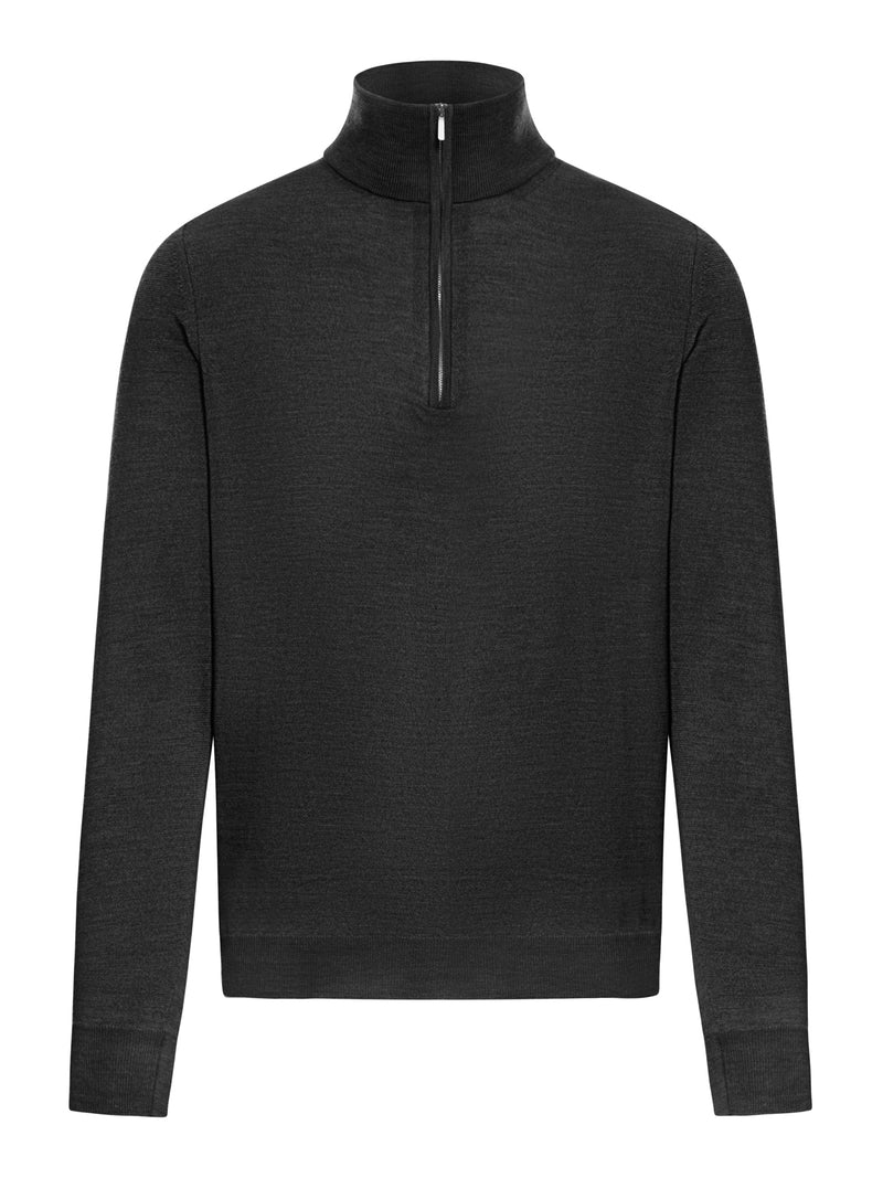 SWEATER WITH HALF ZIP IN WOOL FLEX