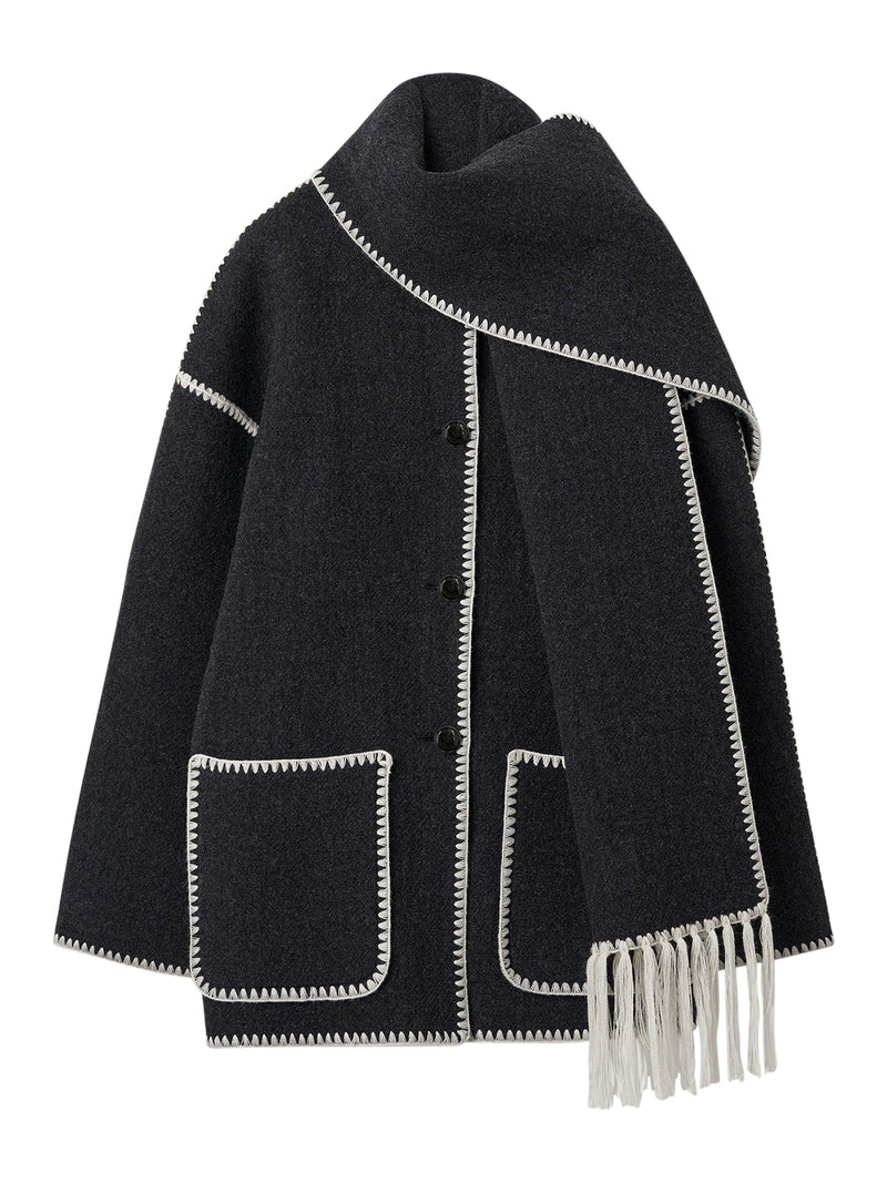 WOOL JACKET WITH SCARF