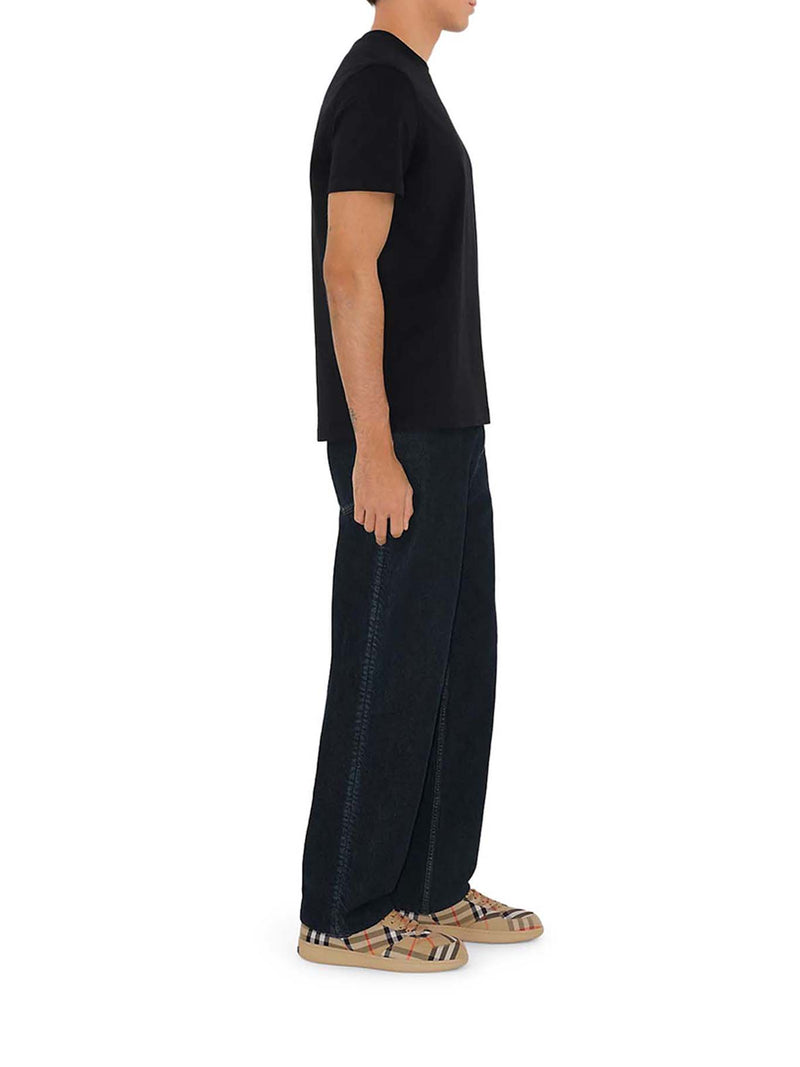 COTTON T-SHIRT WITH CHECK APPLICATION