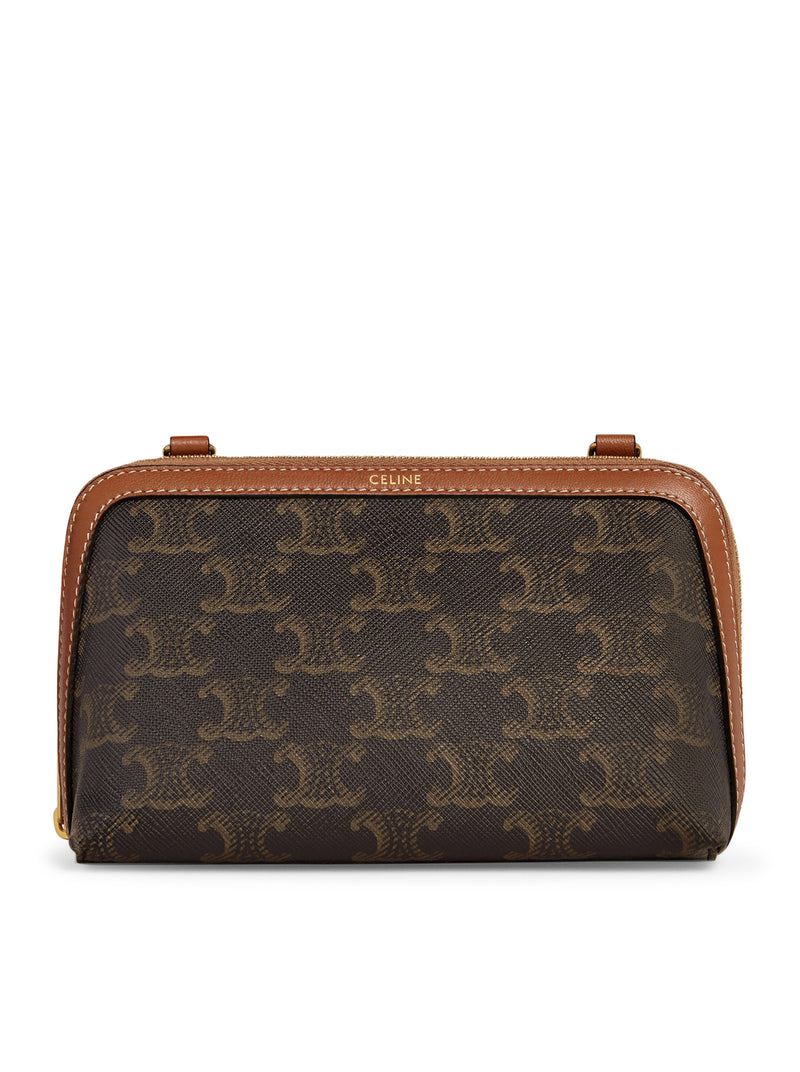 TRIOMPHE CANVAS AND LAMBSKIN CLUTCH WITH CHAIN
