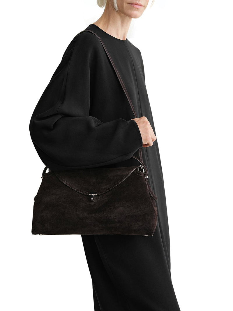 T-LOCK SUEDE HANDBAG