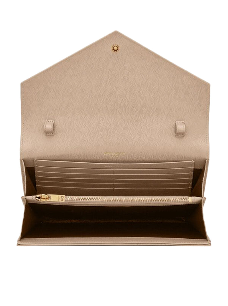 LEATHER CLUTCH WITH CHAIN AND CASSANDRE LOGO