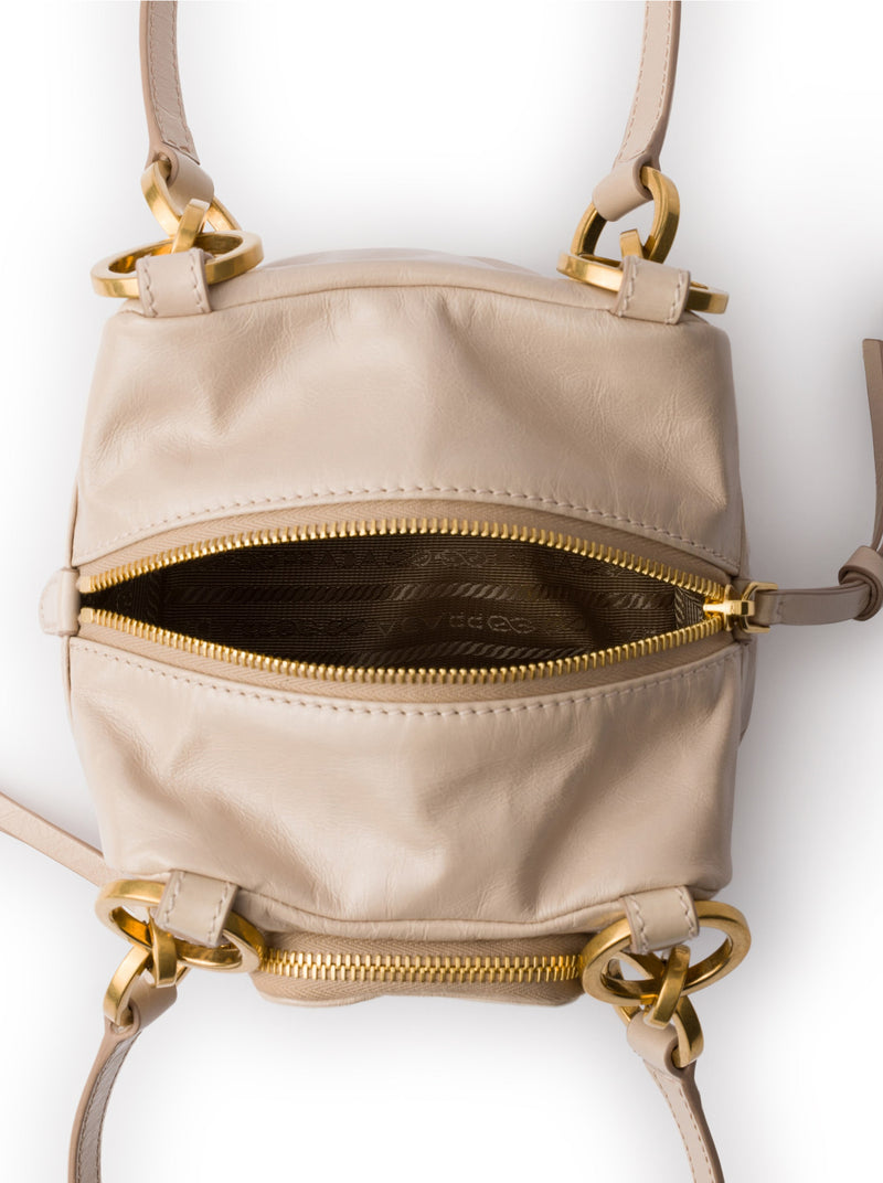 PRADA DANGLE MINI LEATHER TOP HANDLE