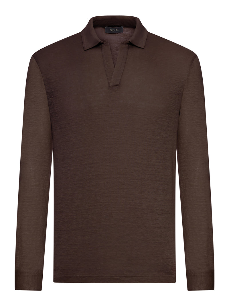 LONG-SLEEVED LINEN POLO SHIRT