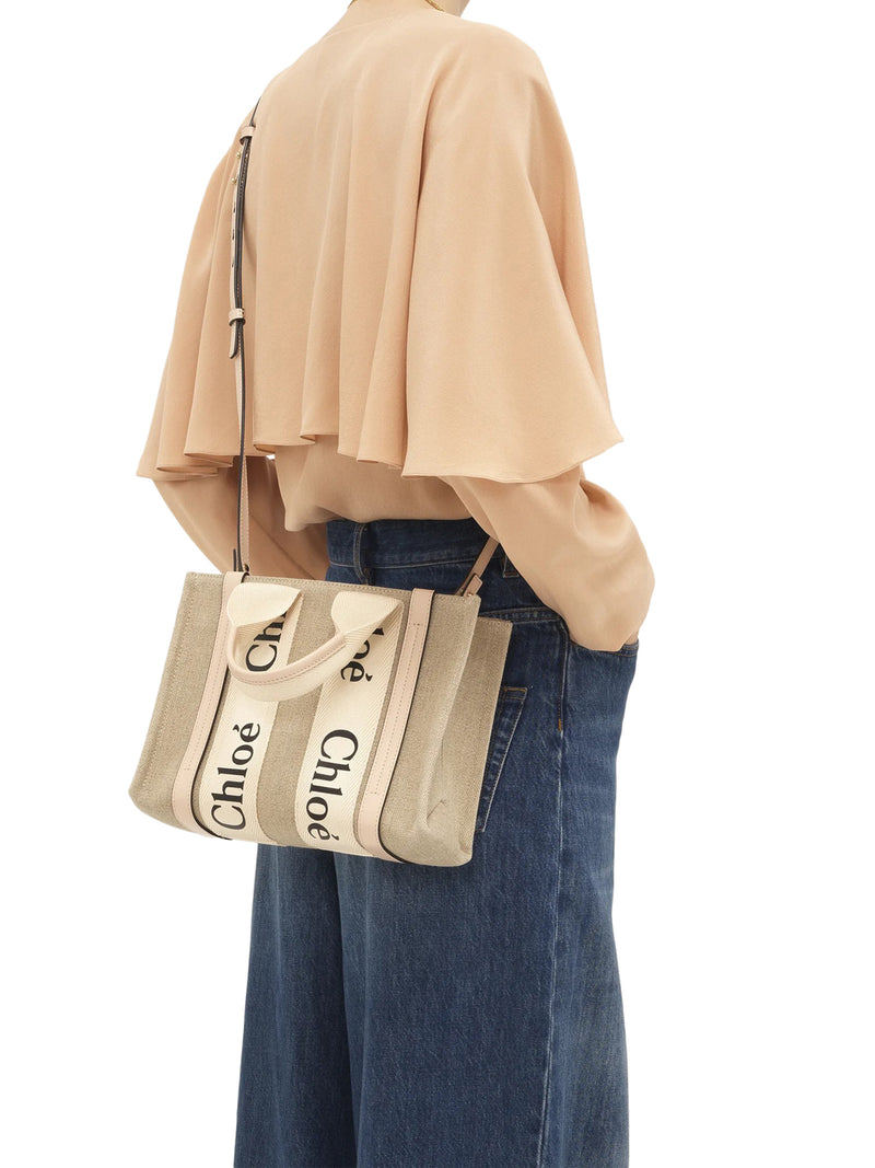 WOODY SMALL LINEN TOTE BAG
