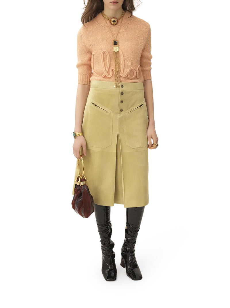 ALPACA WOOL AND SILK KNIT SWEATER WITH LOGO