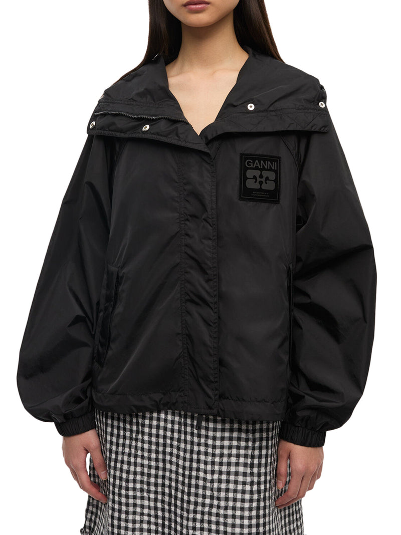 NYLON JACKET WITH GANNI LOGO PATCH