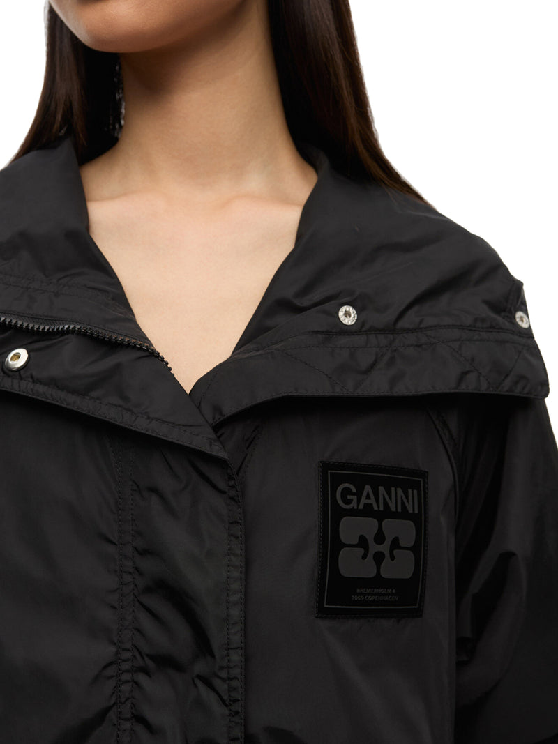 NYLON JACKET WITH GANNI LOGO PATCH