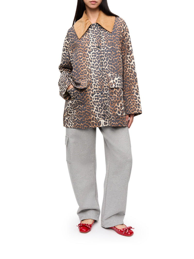 PRINTED CANVAS MIDI JACKET