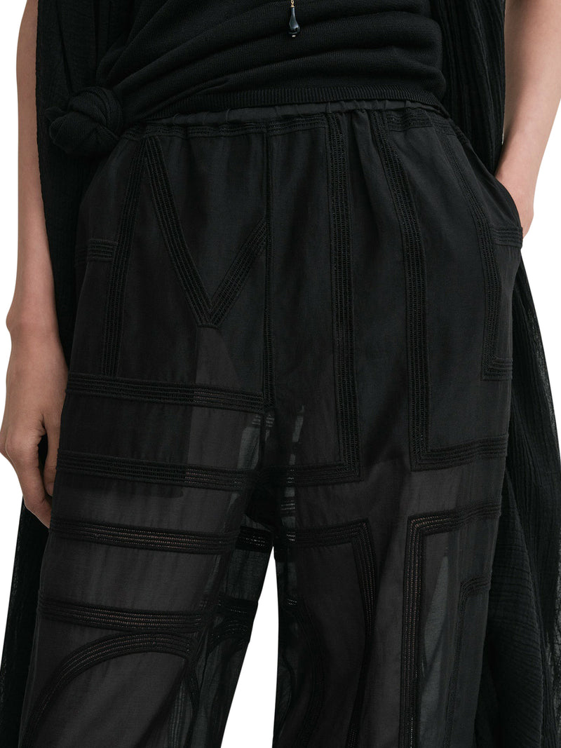 SEMI-TRANSPARENT SILK TROUSERS WITH MONOGRAM