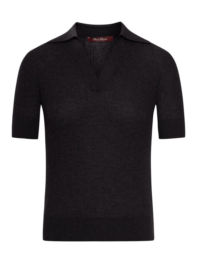 STRAW POLO IN WOOL AND SILK WITH SEQUINS