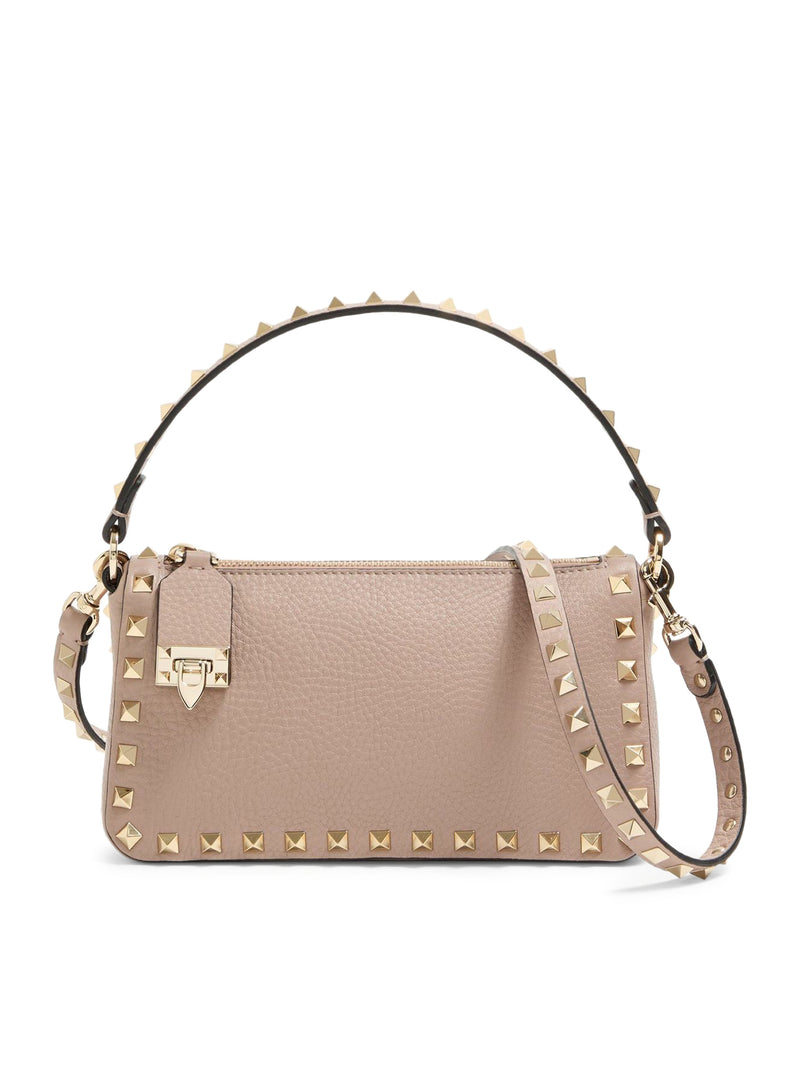 SMALL ROCKSTUD SHOULDER BAG IN GARNET CALFSKIN