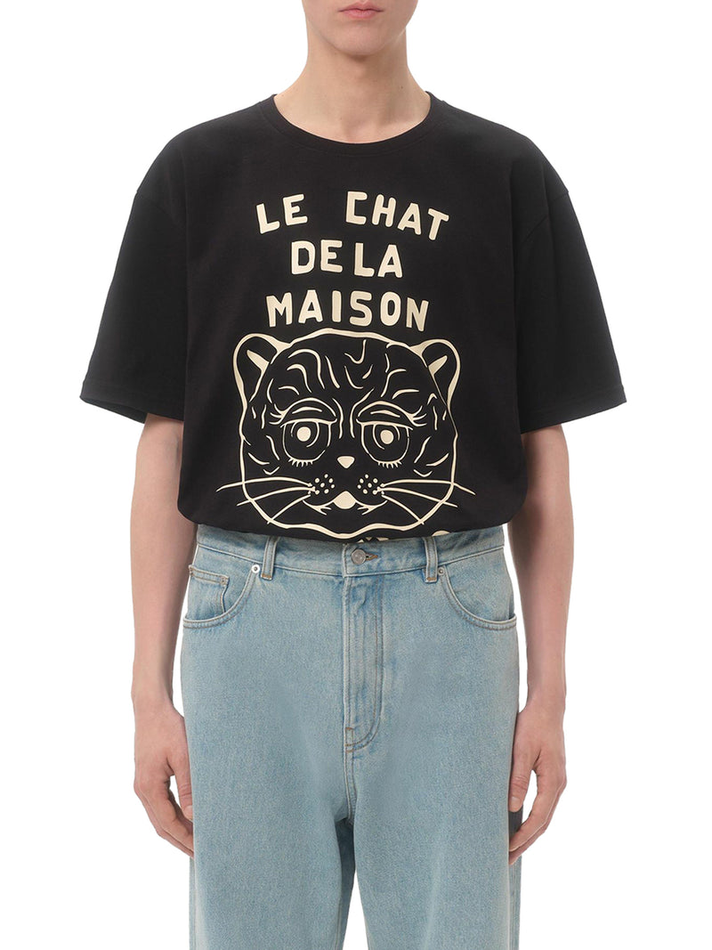 COTTON T-SHIRT WITH CHAT DE LA MAISON PRINT