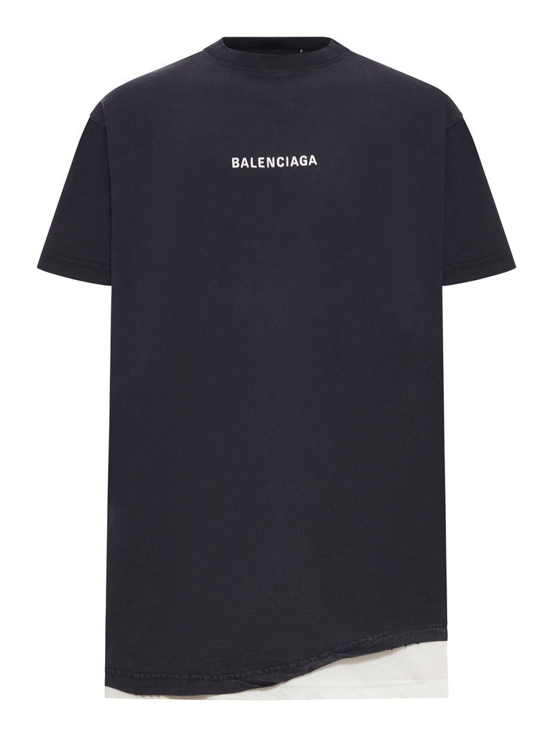 DOUBLE BACK T-SHIRT IN DÉLAVÉ BLACK