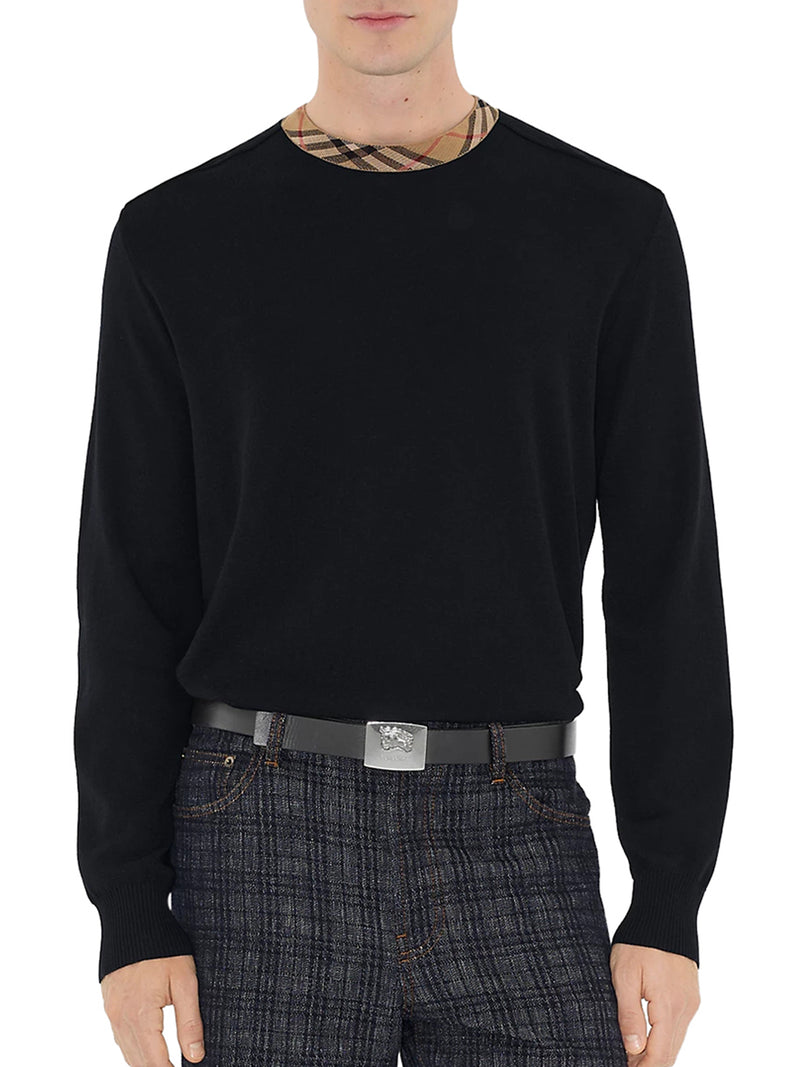 WOOL PULLOVER WITH CHECK FINISHES