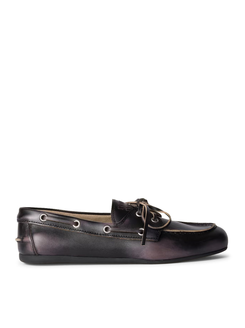 UNLINED BOAT LOAFERS IN DECOLORED LEATHER