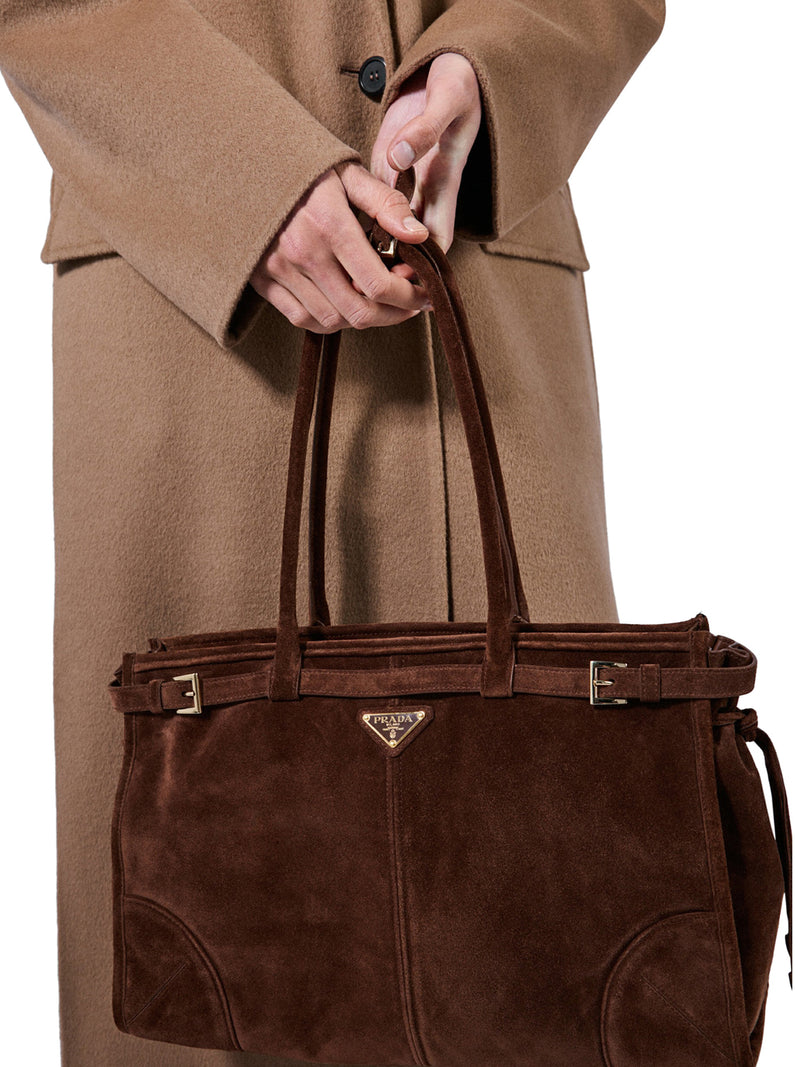 PRADA BONNIE LARGE SUEDE HANDBAG