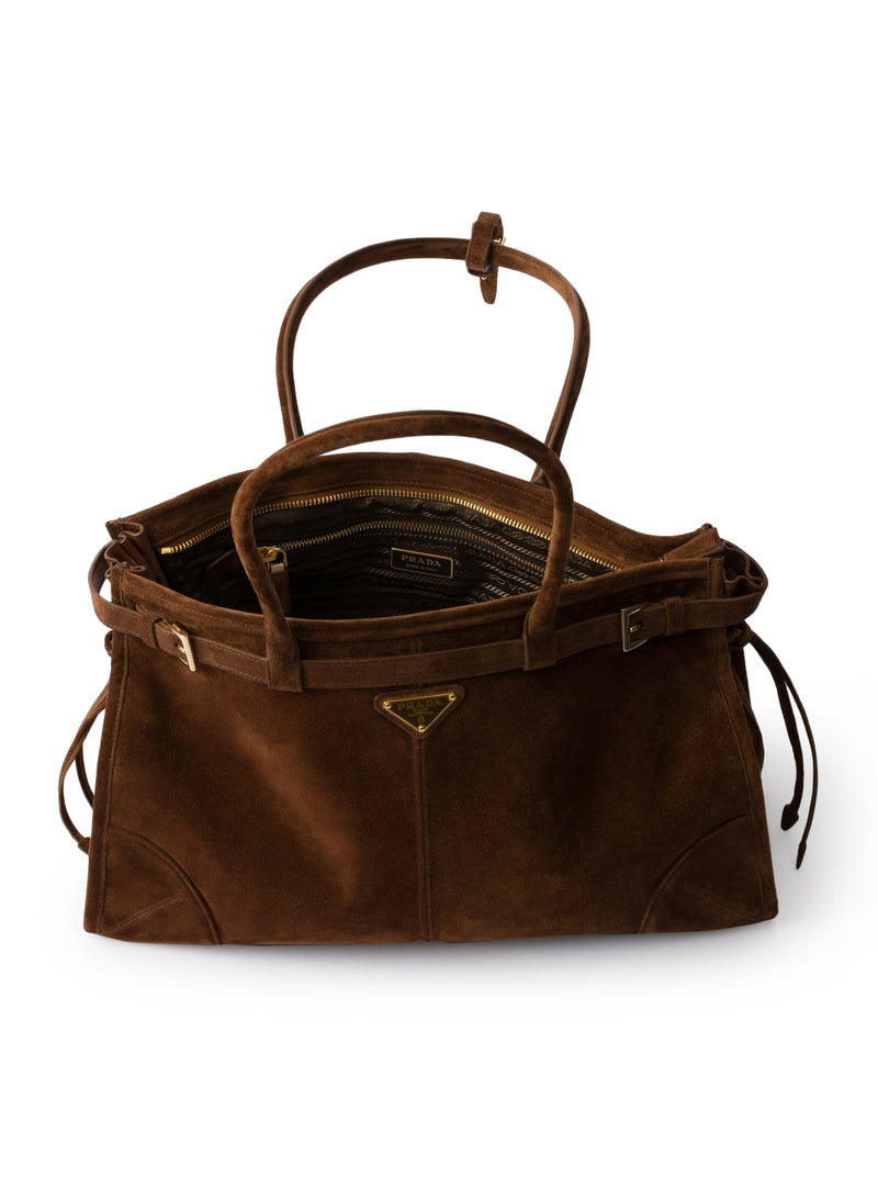 PRADA BONNIE LARGE SUEDE HANDBAG
