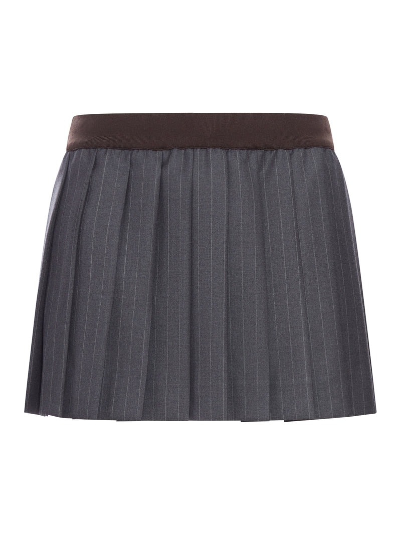 PINSTRIPED PLEATED MINISKIRT