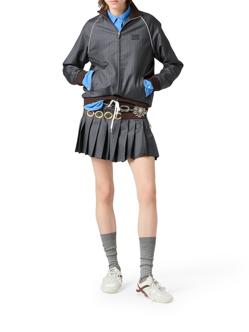 PINSTRIPED PLEATED MINISKIRT