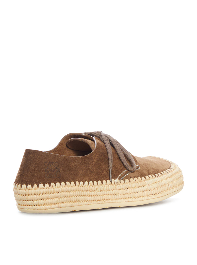 RIO LACE-UP SHOES IN SUEDE AND RAFFIA
