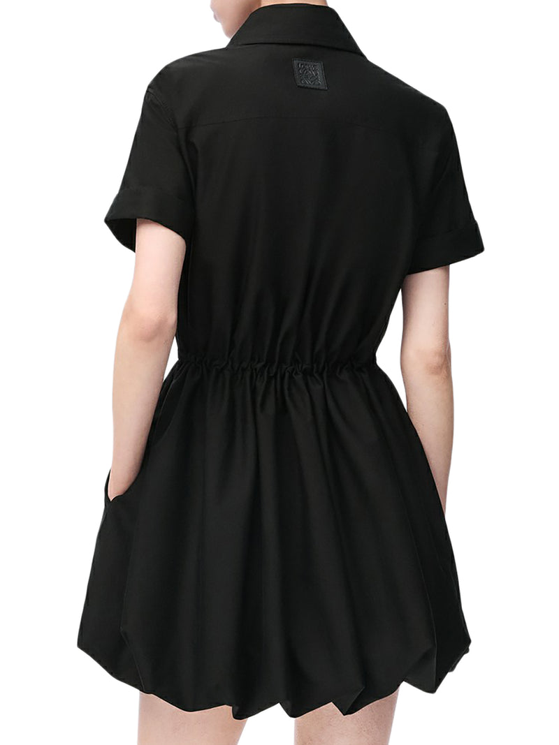 COTTON AND SILK BALLOON SKIRT DRESS