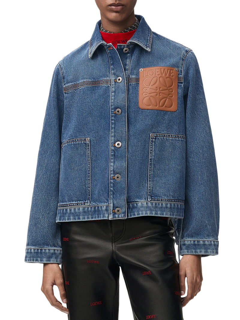 COTTON DENIM JACKET WITH AN ASYMMETRIC HEM AND SIDE LACES