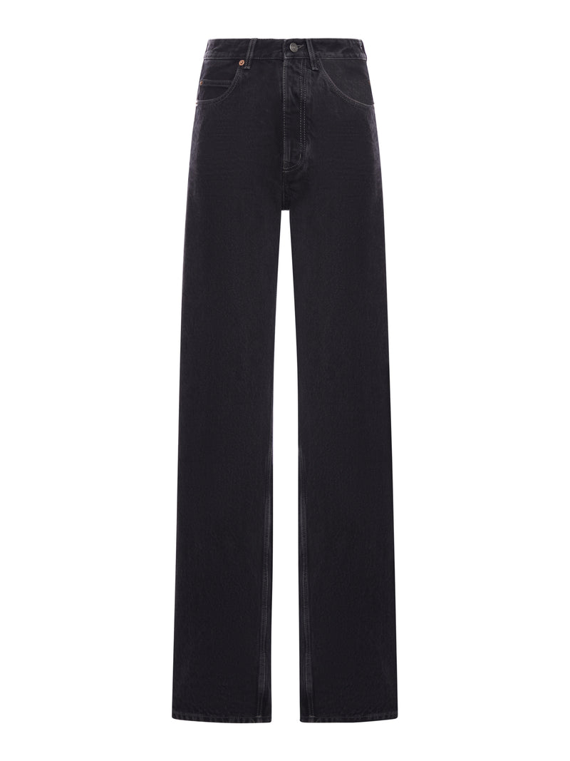 WIDE-LEG DENIM JEANS WITH A V-WAISTED WAIST